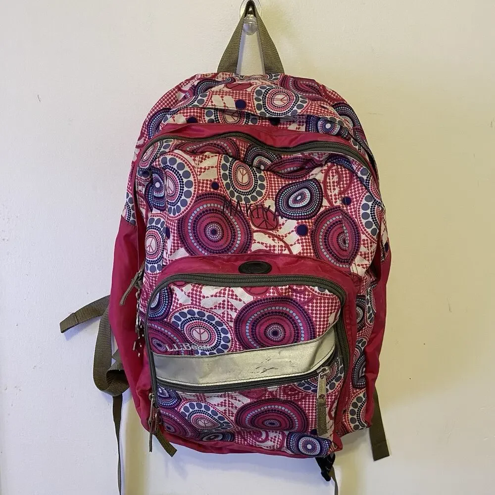 LL Bean Deluxe Book Pack Backpack Pink Swirl Kids School Travel Camping Hike Bag - Picture 5 of 12
